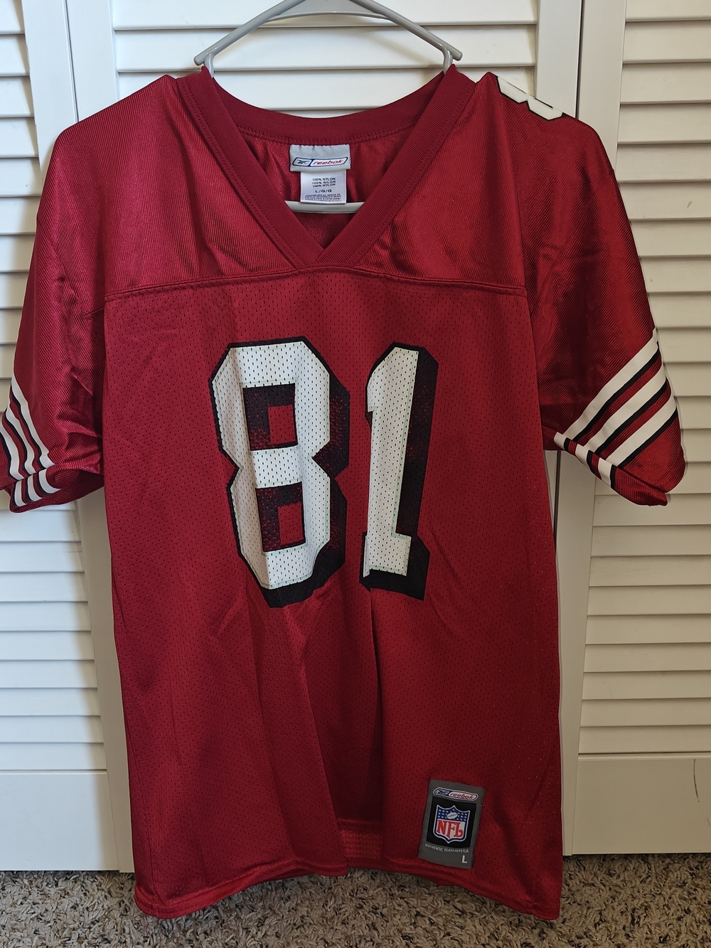 Reebok Vintage San Francisco 49ers Red Owens #81 Football Jersey Size L Youth